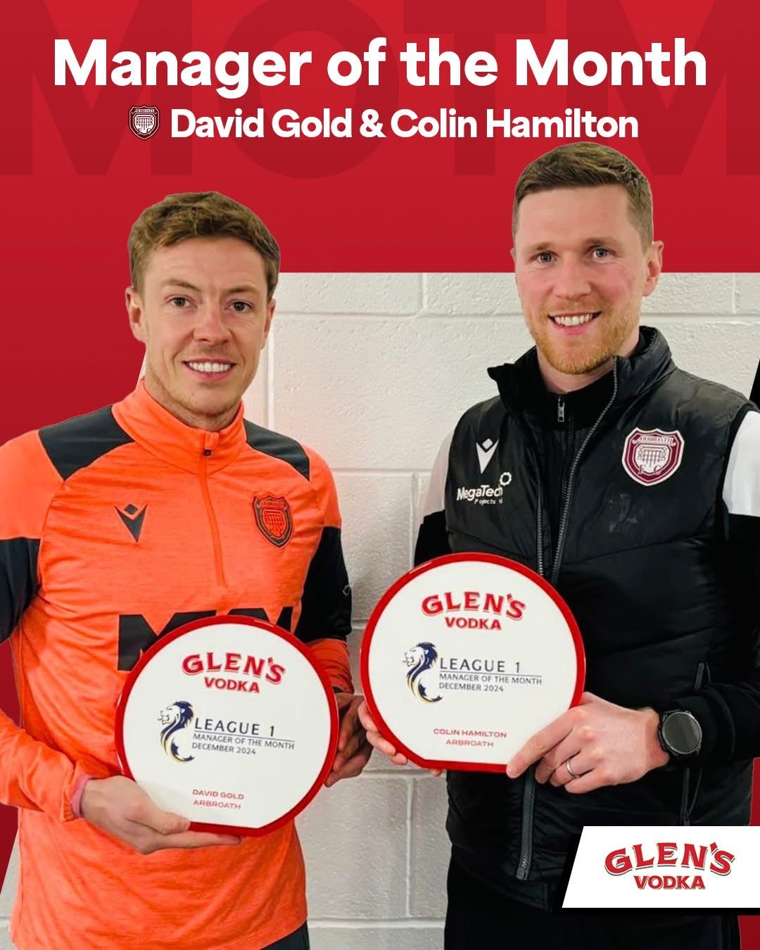 David Gold & Colin Hamilton Named League 1 Manager of the Month for December 2024